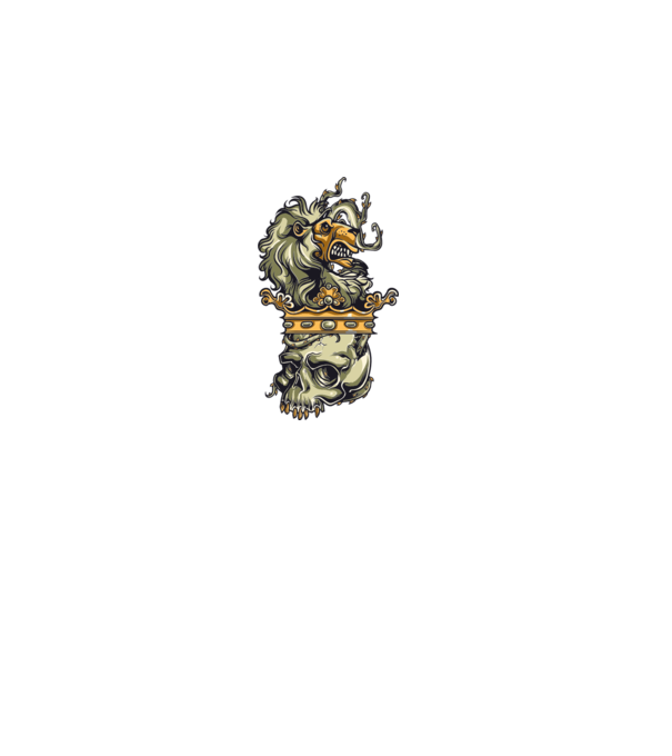 Half Lion Half Skull model gri pe tricou