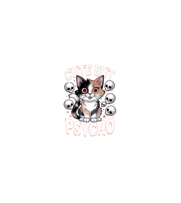 Cute, but Psycho pisică Negru model negru pe tricou