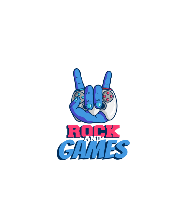 Rock And Games model negru pe tricou