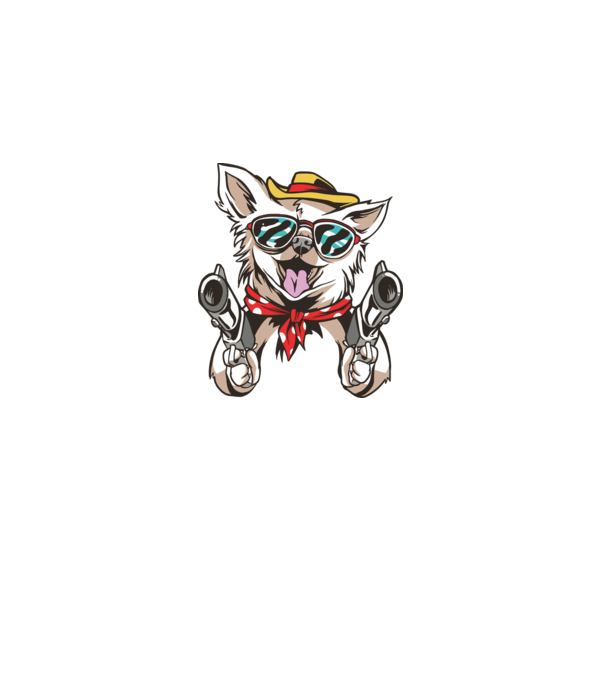 Chihuahua cu Pistol model alb pe tricou
