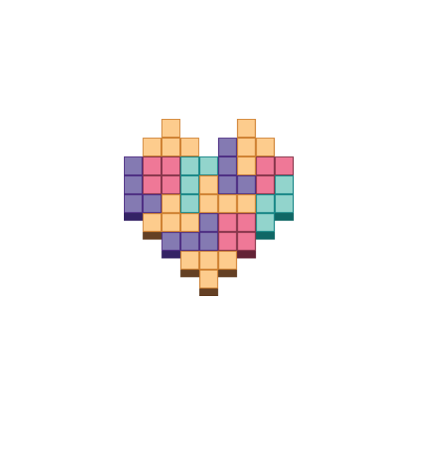 Inimă Tetris model alb pe tricou