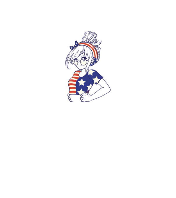 fată Americană Anime model alb pe tricou