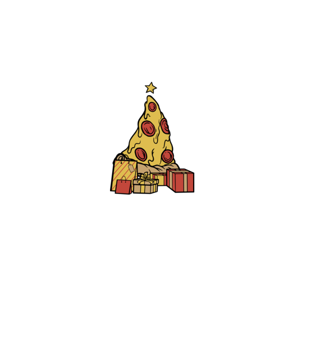 Pizza pom de Crăciun model albastru închis pe tricou