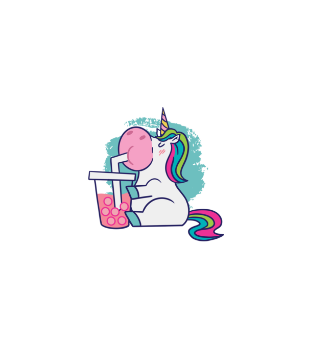 Unicorn Bubble Tea model alb pe tricou