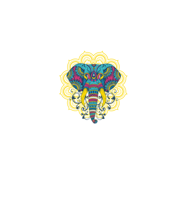 Elefant Mandala Colorat model negru pe tricou