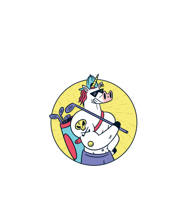 Unicorn Golf model negru pe tricou