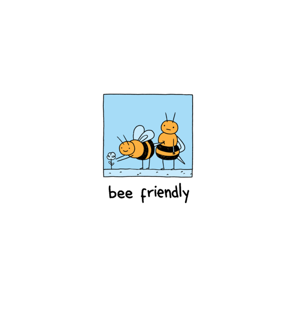 Bee friendly model alb pe tricou