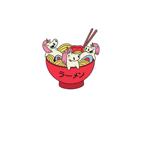 Unicorn Ramen model gri pe tricou