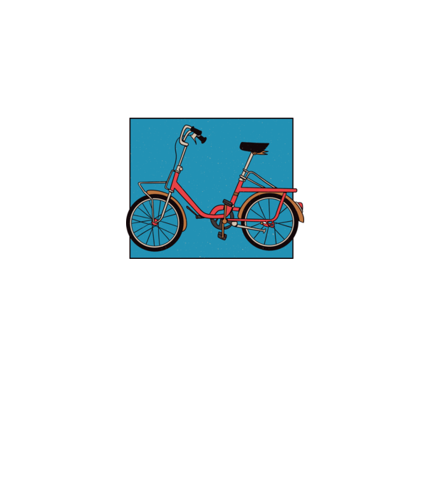 Bicicletă Camping model alb pe tricou