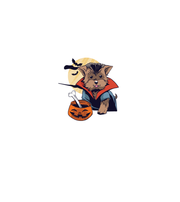 Vampir Yorkie Halloween model albastru deschis pe tricou