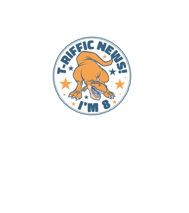 'T-rex Terrific news i''m 8' model albastru deschis pe tricou