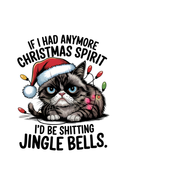 Christmas Spirit Grumpy Cat Alb model albastru deschis pe tricou