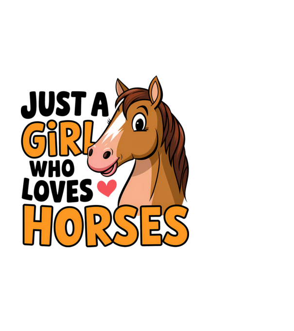Just a girl who loves horses Alb model negru pe tricou