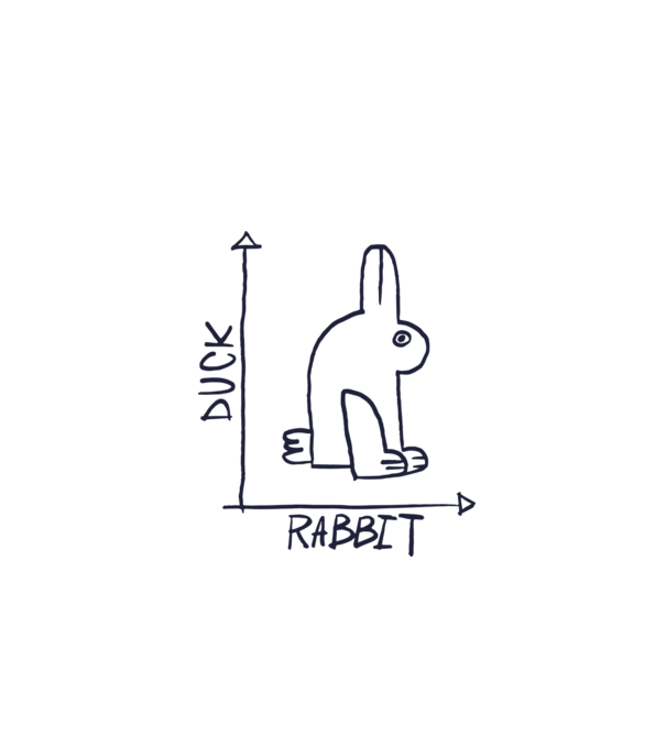 Rabbit vs Duck - Iepure sau Rață model gri pe tricou
