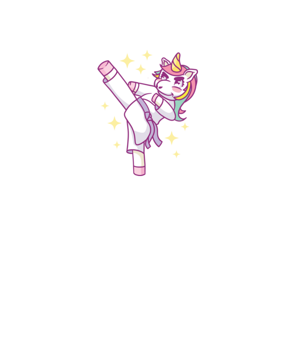 Karate unicorn model albastru deschis pe tricou