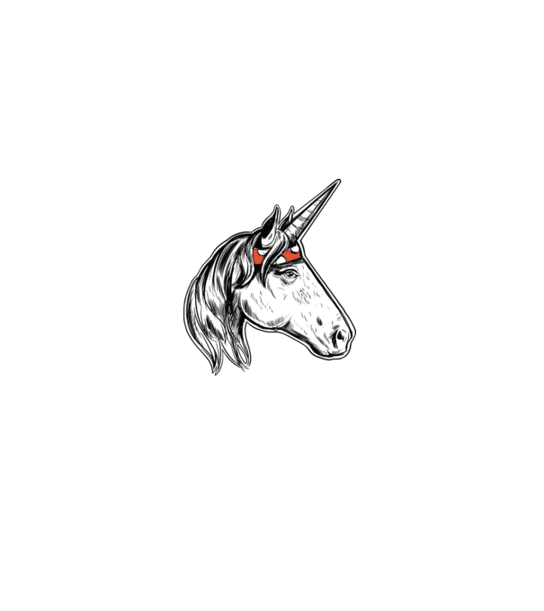 Cal Unicorn model gri pe tricou