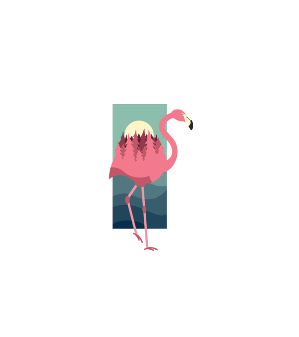 Flamingo Design model alb pe tricou