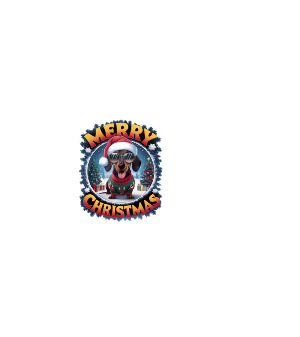 Merry Christmas Teckel model alb pe tricou
