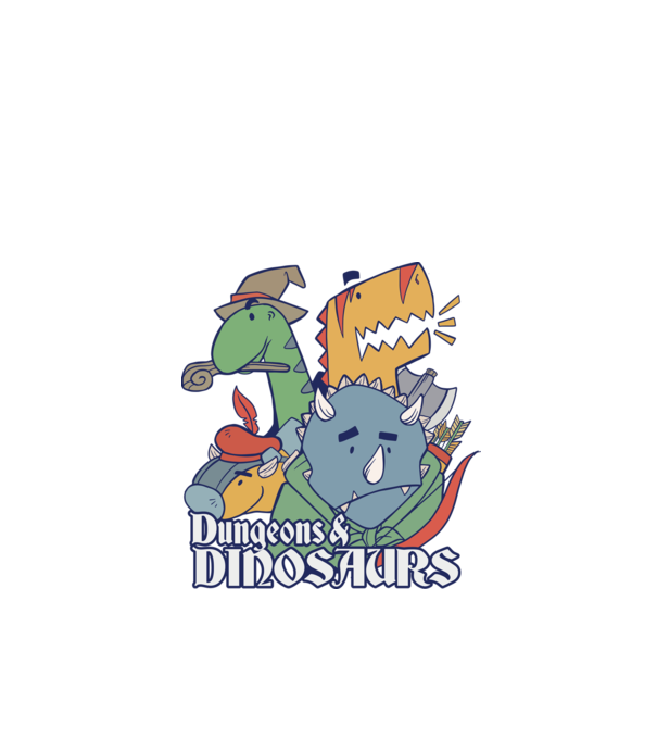 Dungeons and Dinosaurs model negru pe tricou