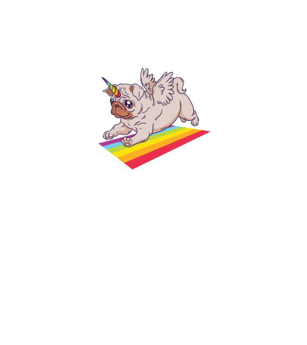 Pugicorn - mops unicorn model albastru închis pe tricou