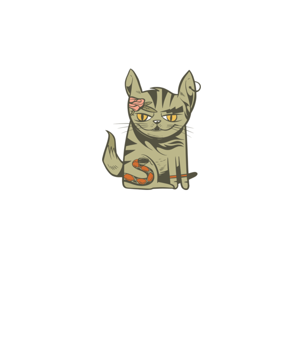 Pisoi tatuat model alb pe tricou