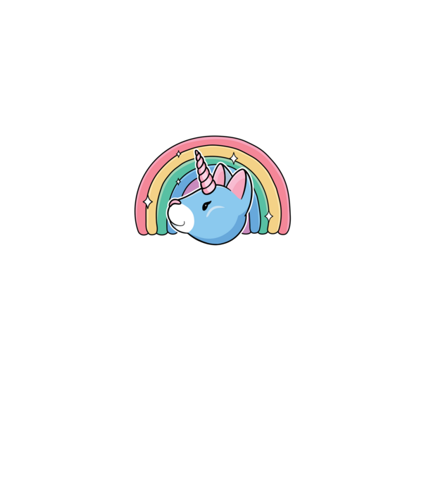 Pisică Unicorn model albastru închis pe tricou