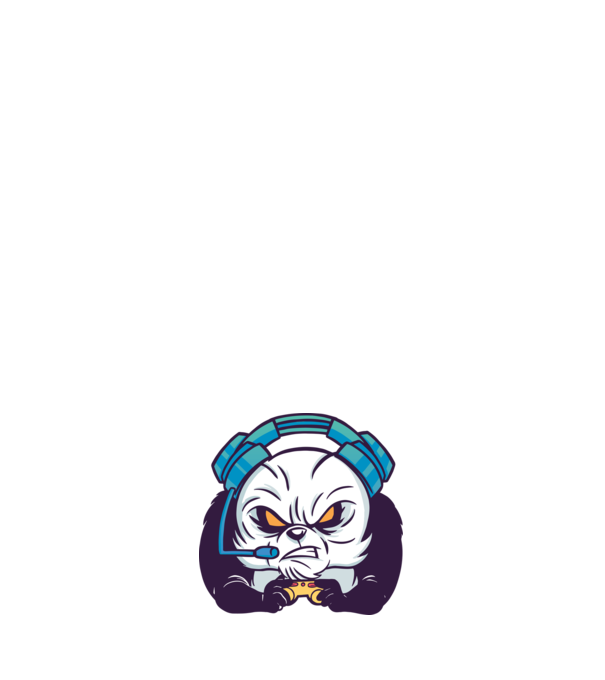 Gamer Panda model negru pe tricou