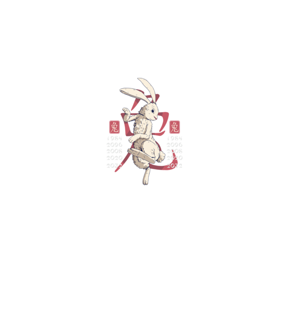 Year of the Rabbit model negru pe tricou