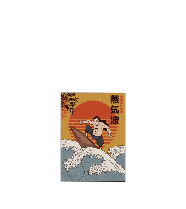 Samurai Surf model negru pe tricou