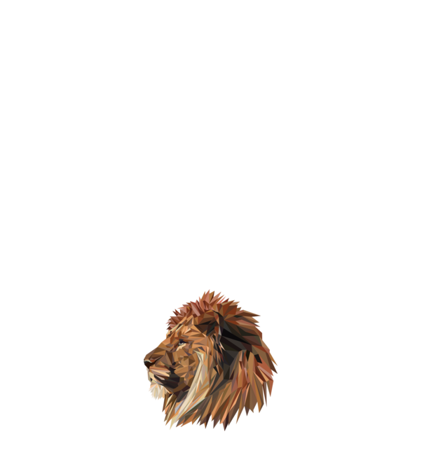 lion polygon model negru pe tricou