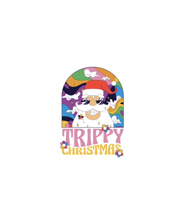 Trippy Christmas model negru pe tricou