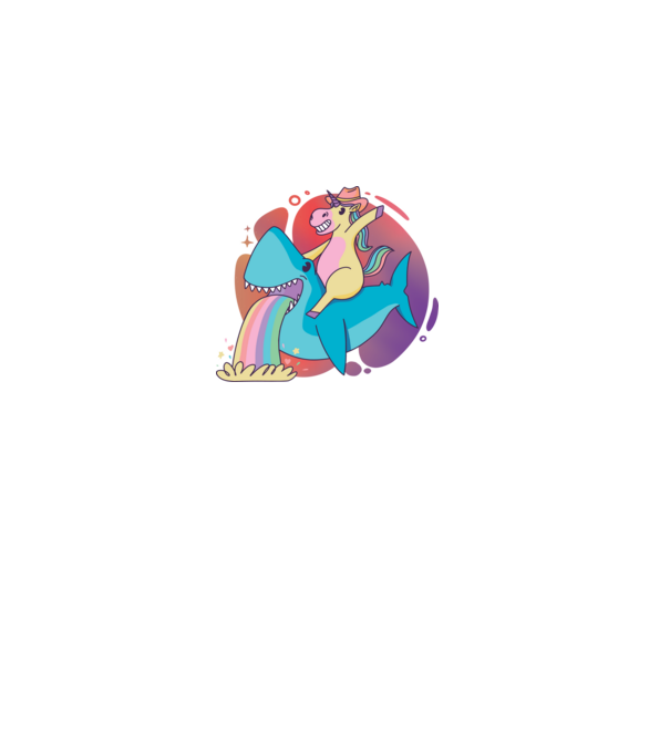 Unicorn pe rechin model negru pe tricou