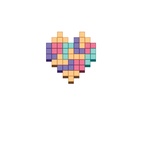 Inimă Tetris model alb pe tricou