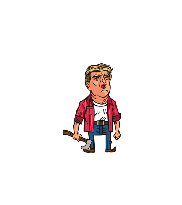 Trump tăietor de lemne model alb pe tricou