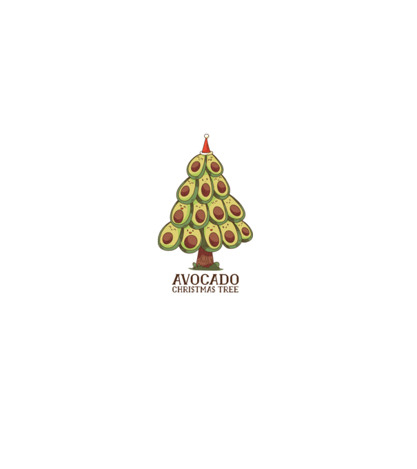 Pom de Crăciun Avocado model alb pe tricou