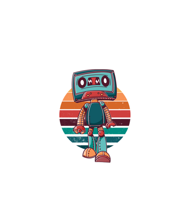 Robot Casetă retro model alb pe tricou