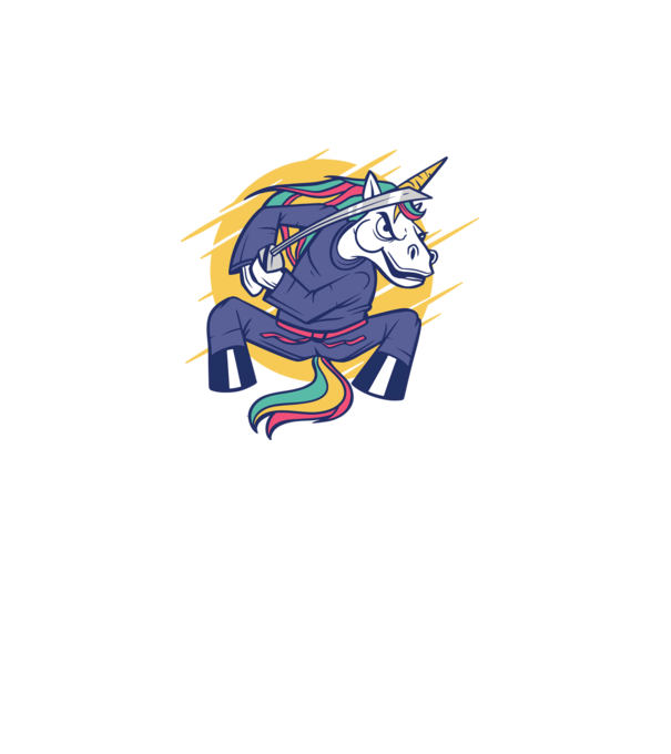 Unicorn Ninja model turcoaz pe tricou