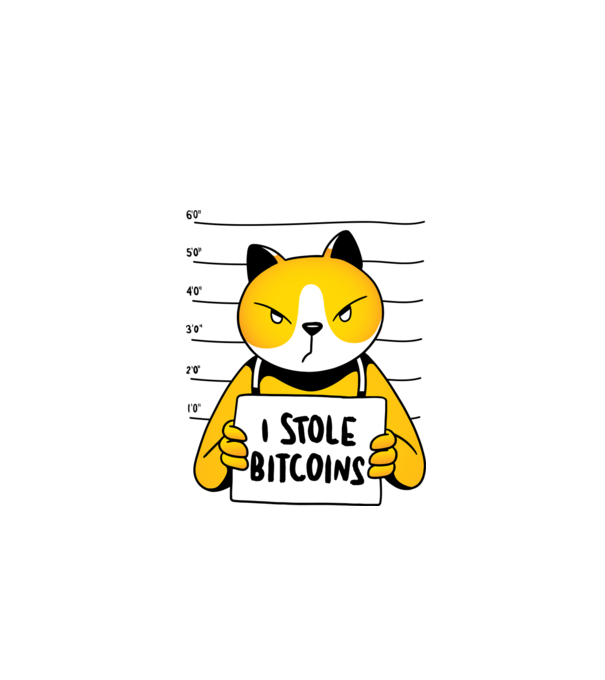 Pisică hoață Bitcoin model gri pe tricou
