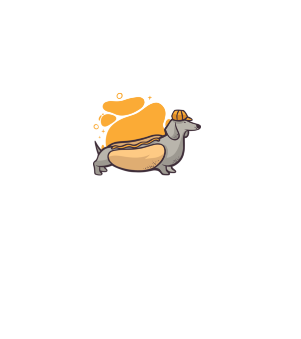 Teckel Hot dog model albastru închis pe tricou