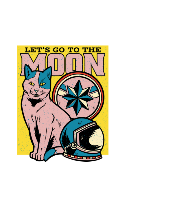 To the moon Pisică model alb pe tricou