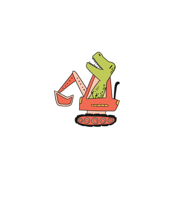Excavator dinozaur model verde pe tricou