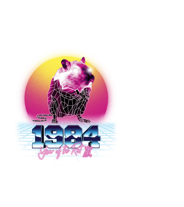 1984 Year of the Rat model alb pe tricou