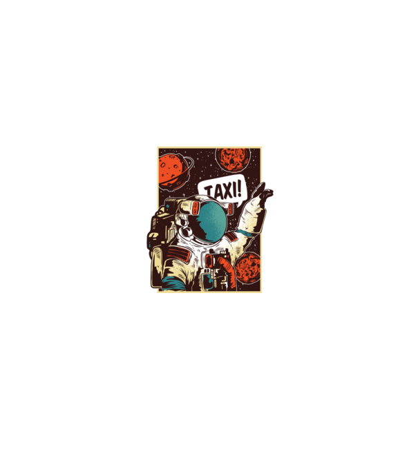 Astronaut Taxi model negru pe tricou