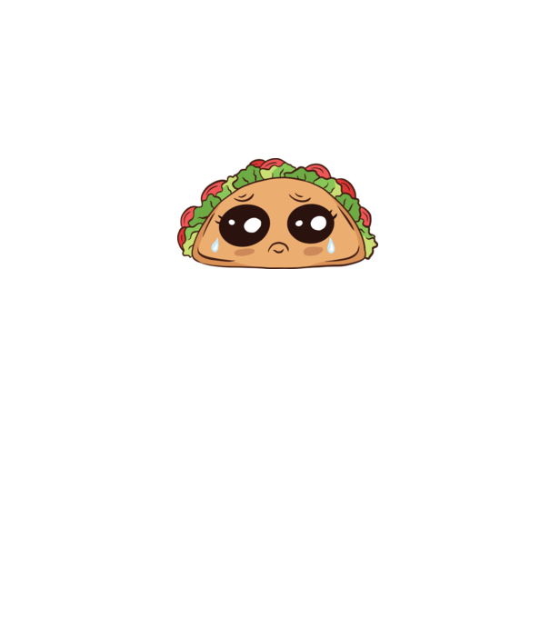 Taco trist model alb pe tricou