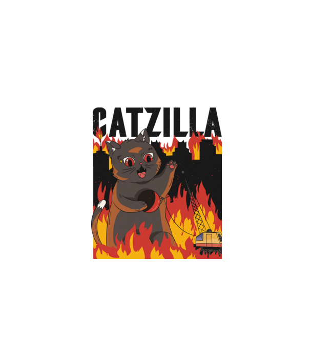Anime Catzilla model alb pe tricou