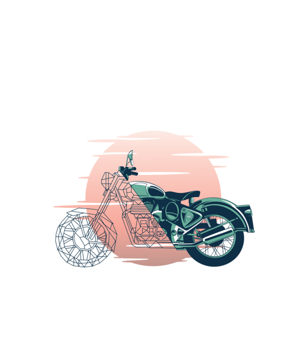 Motocicletă Vintage model alb pe tricou