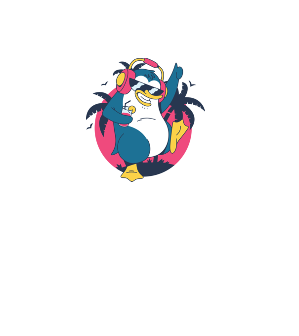 Pinguin de Petrecere model albastru deschis pe tricou