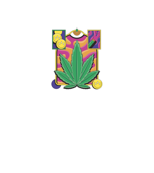 Hippy Cannabis model negru pe tricou