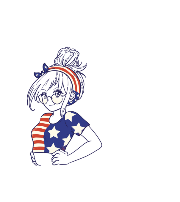 fată Americană Anime model alb pe tricou