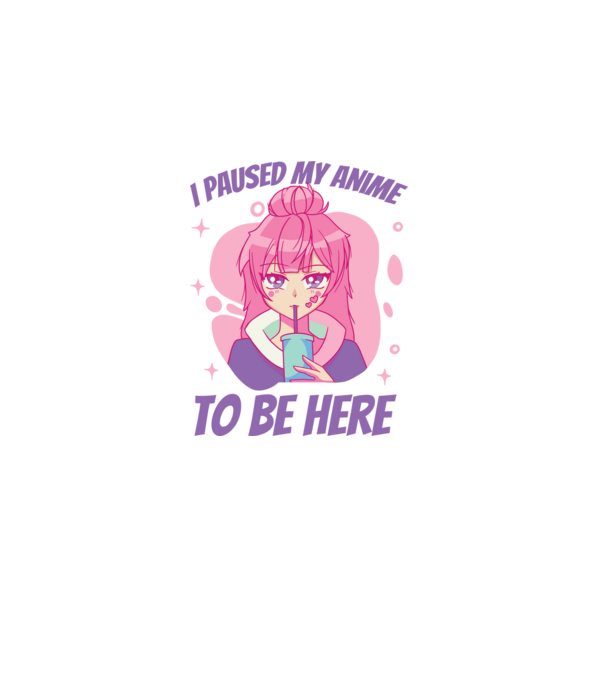 I paused my Anime to be here model albastru închis pe tricou